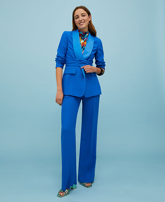 Blazer aus Envers-Satin - kornblumenblau - MAX&Co.