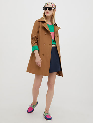 Doppelreihiger Trenchcoat aus Ottoman - beige - MAX&Co.
